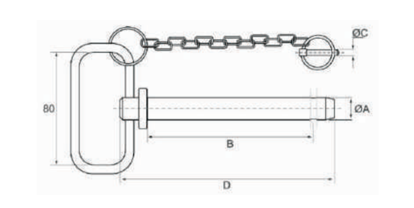 Hitch Pin with Linchpin & Chain specifications